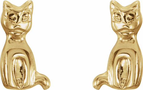 14K Yellow Youth Cat Earrings