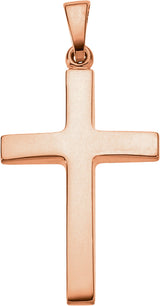 14K Rose 23x15.9 mm Cross Pendant 