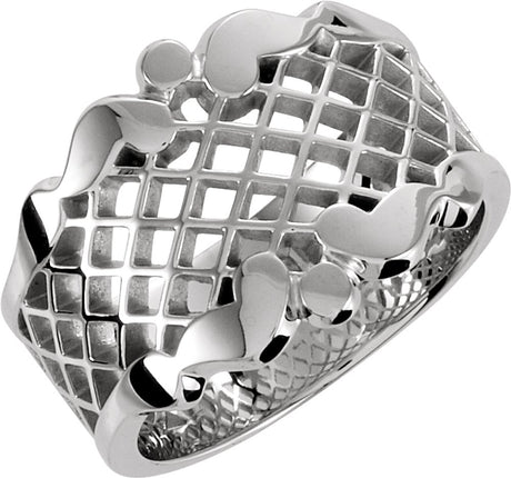 Sterling Silver 14.5 mm Latticework Ring