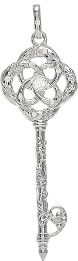 Sterling Silver 1/10 CTW Natural Diamond Vine Key Pendant