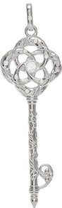 Sterling Silver 1/10 CTW Natural Diamond Vine Key Pendant
