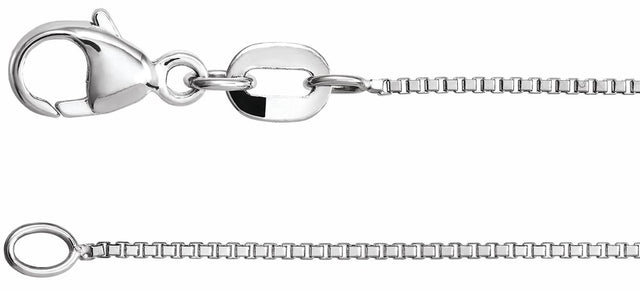 Rhodium-Plated Sterling Silver .8 mm Diamond-Cut Box 18" Chain