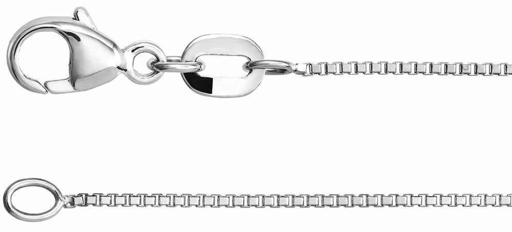 Rhodium-Plated Sterling Silver .8 mm Diamond-Cut Box 24" Chain