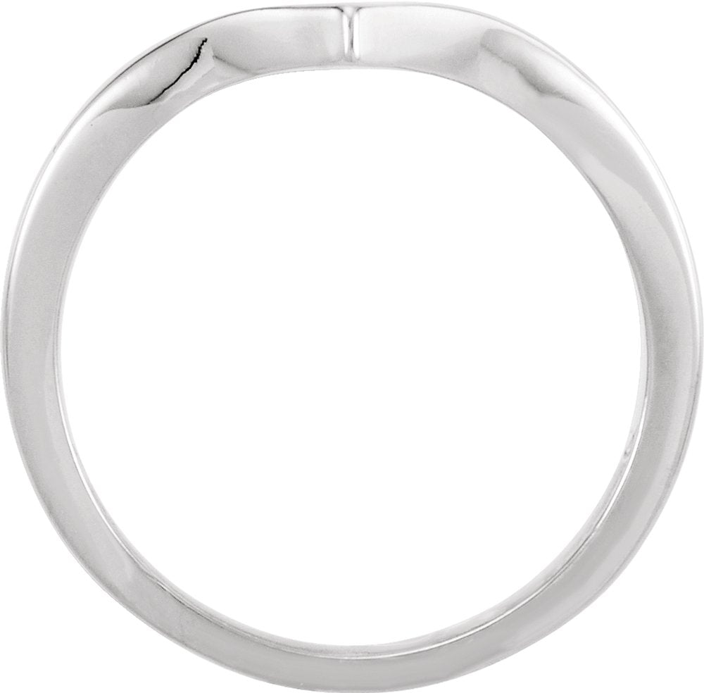 14K White V Ring