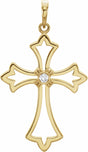 14K Yellow .03 CT Natural Diamond Cross Pendant