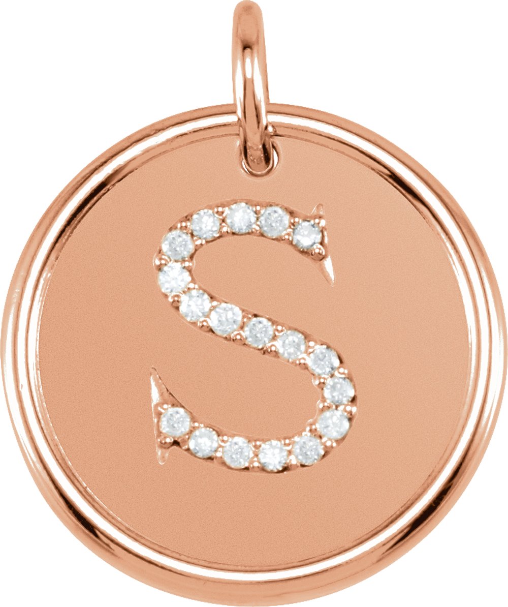 14K Rose 1/10 CTW Natural Diamond Posh Mommy® Initial S Pendant