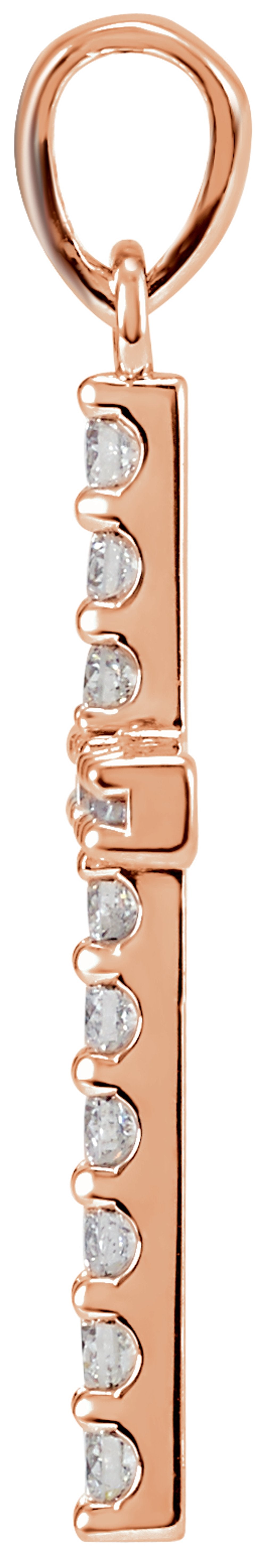 14K Rose 1/10 CTW Natural Diamond Cross Pendant
