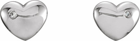 14K White .02 CTW Natural Diamond Puffed Heart Earrings