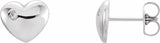 14K White .02 CTW Natural Diamond Puffed Heart Earrings