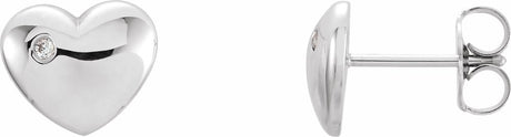 14K White .02 CTW Natural Diamond Puffed Heart Earrings