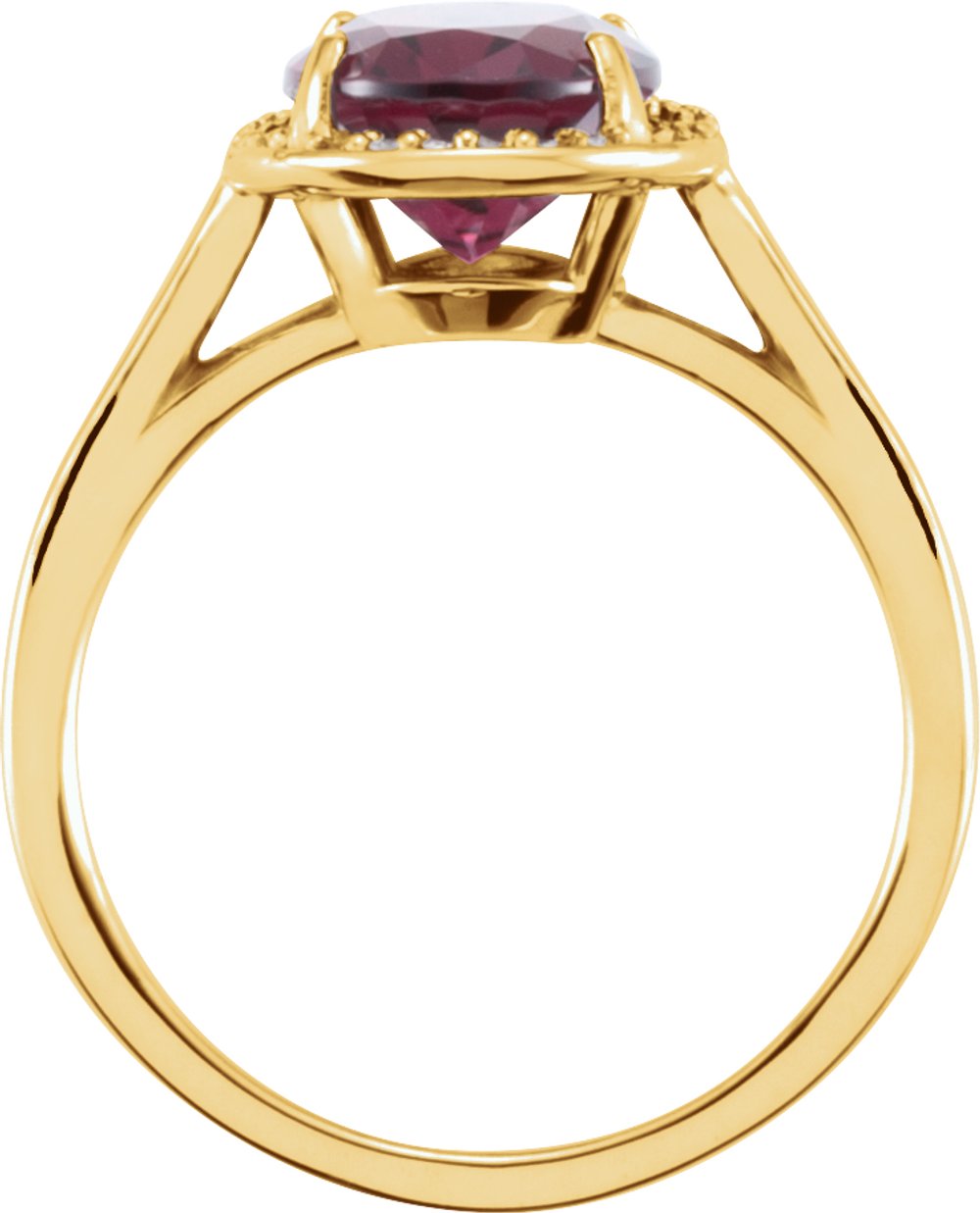 14K Yellow Gold 10x8 mm Natural Rhodolite Garnet & .06 CTW Natural Diamond Ring