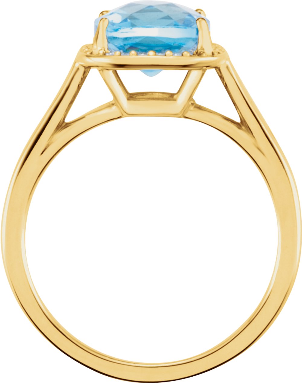 14K Yellow Natural Swiss Blue Topaz & 1/6 CTW Natural Diamond Halo-Style Ring