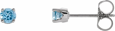 14K White Natural Swiss Blue Topaz Youth Earrings