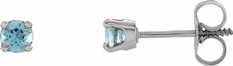 14K White Imitation Aquamarine Youth Earrings