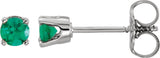 14K White Gold Lab-Grown Emerald Youth Earrings