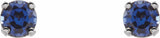 14K White Gold Imitation Blue Sapphire Youth Earrings