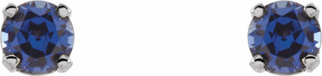 14K White Gold Imitation Blue Sapphire Youth Earrings
