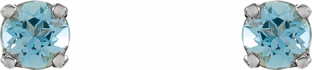 14K White Imitation Blue Zircon Youth Earrings
