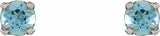 14K White Natural Aquamarine Youth Earrings