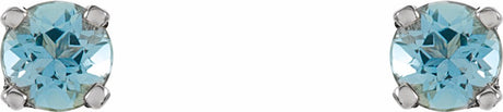 14K White Gold Natural Aquamarine Youth Earrings