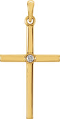14K Yellow Gold .02 CT Natural Diamond Cross Pendant