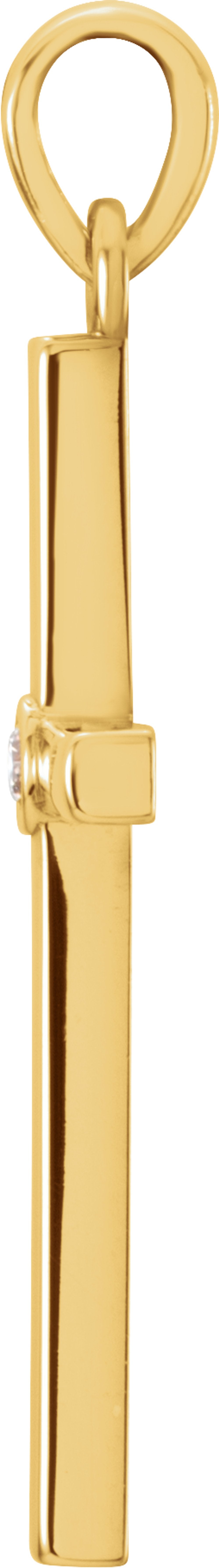 14K Yellow Gold .02 CT Natural Diamond Cross Pendant