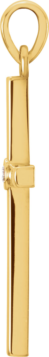 14K Yellow Gold .02 CT Natural Diamond Cross Pendant