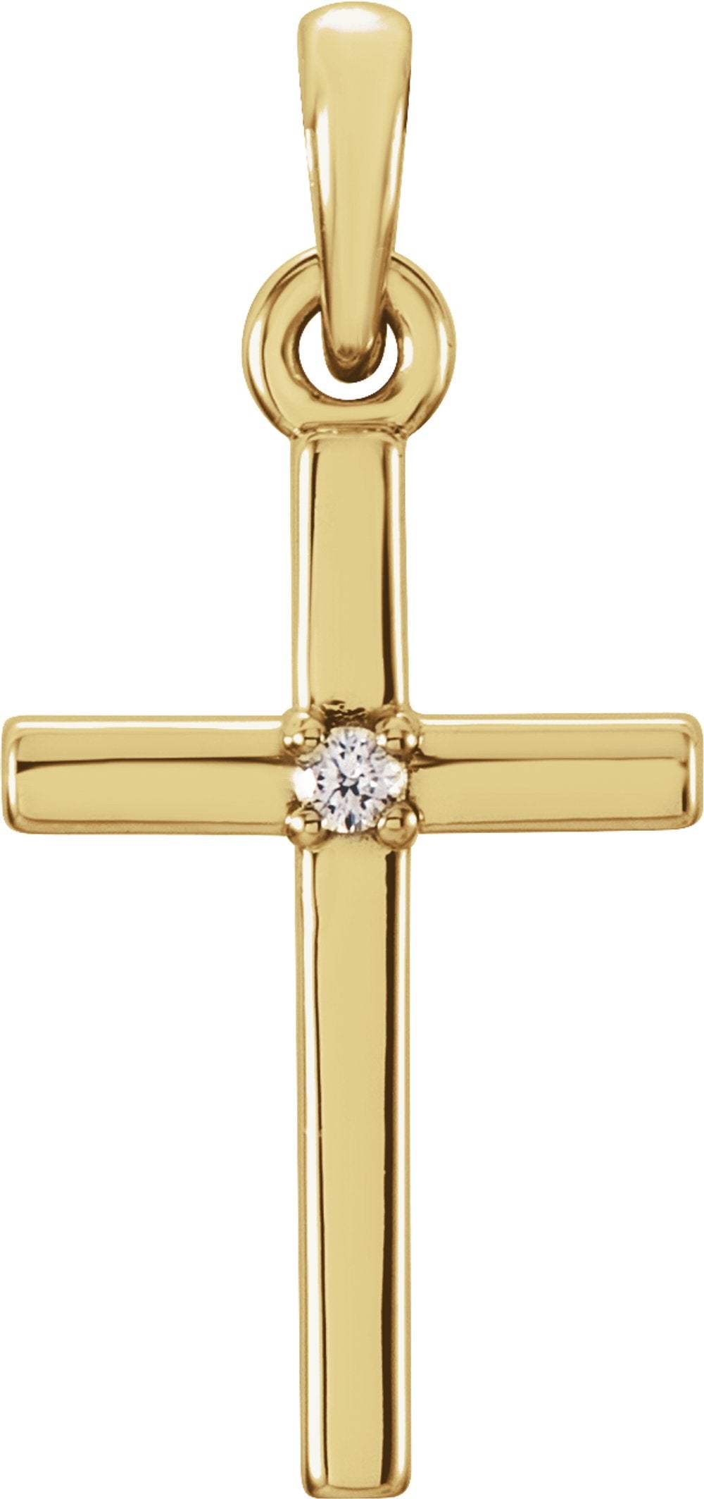 14K Yellow .01 CT Natural Diamond Cross Pendant