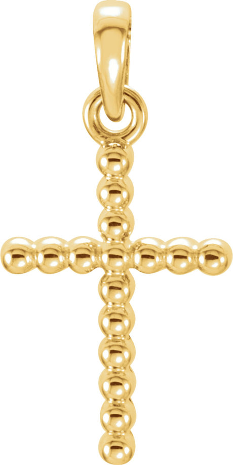 14K Yellow Beaded Cross Pendant