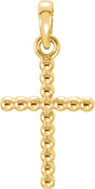 14K Yellow Beaded Cross Pendant