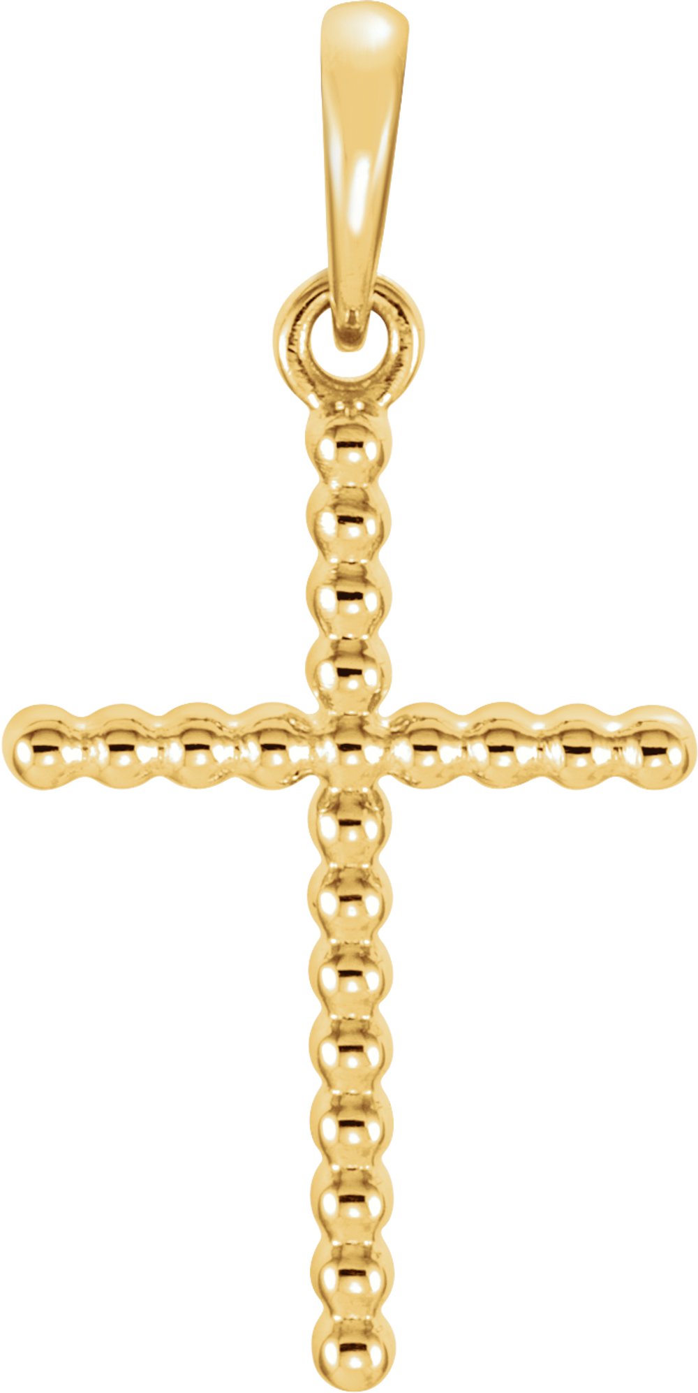 14K Yellow Beaded Cross Pendant