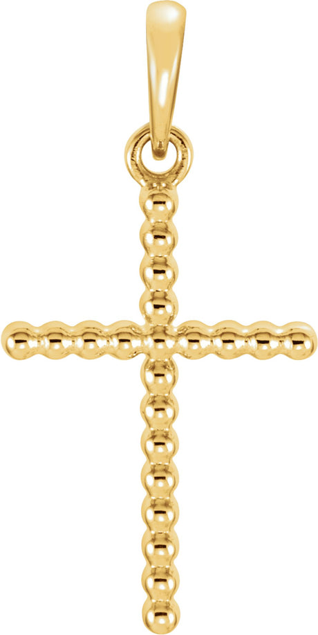 14K Yellow Beaded Cross Pendant