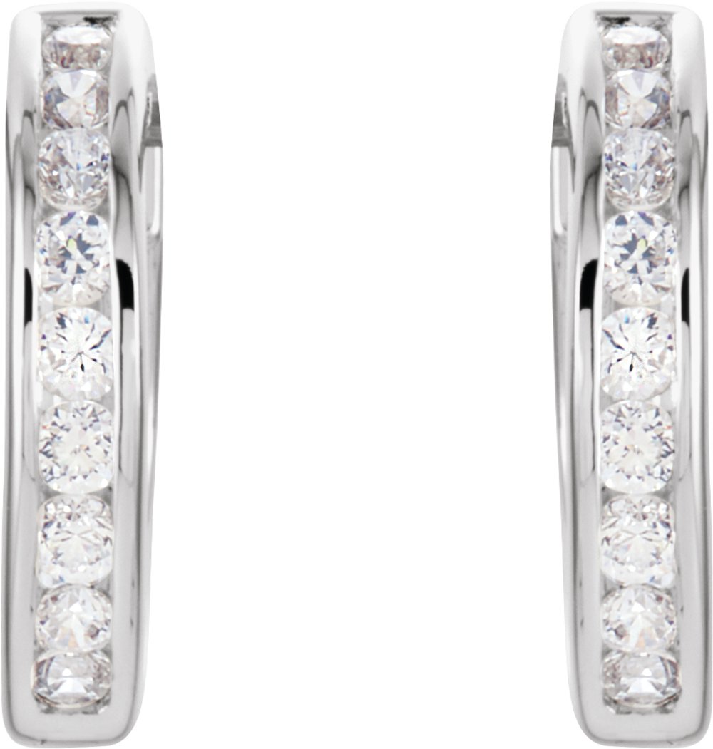 Sterling Silver Imitation Cubic Zirconia Hinged Hoop Earrings