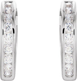 Sterling Silver Imitation Cubic Zirconia Hinged Hoop Earrings