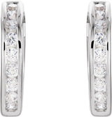 Sterling Silver Imitation Cubic Zirconia Hinged Hoop Earrings