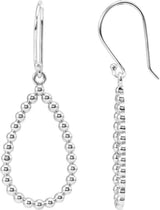 14K White Beaded Teardrop Earrings