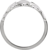 14K White 14x12 mm Claddagh Band