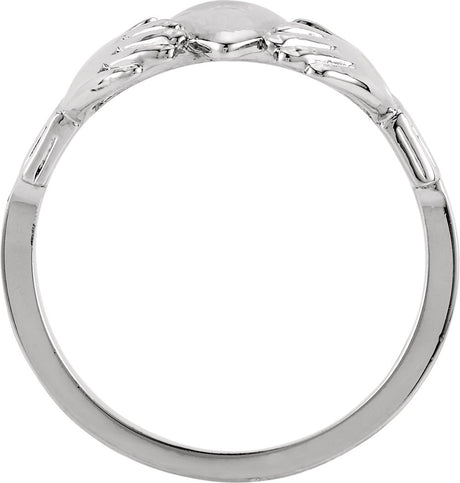 14K White 14x12 mm Claddagh Band
