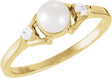 14K Yellow Cultured White Akoya Pearl & .06 CTW Natural Diamond Ring