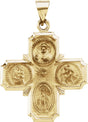 14K Yellow 25x25 mm Hollow Four-Way Cross Medal