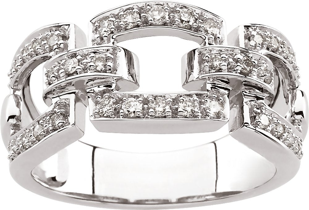 14K White 1/3 CTW Natural Diamond Link Ring