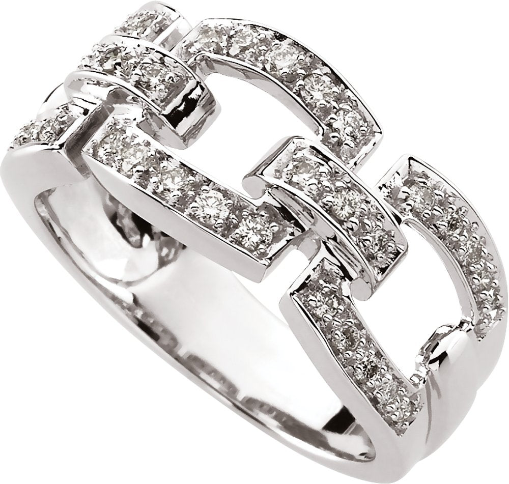 14K White 1/3 CTW Natural Diamond Link Ring