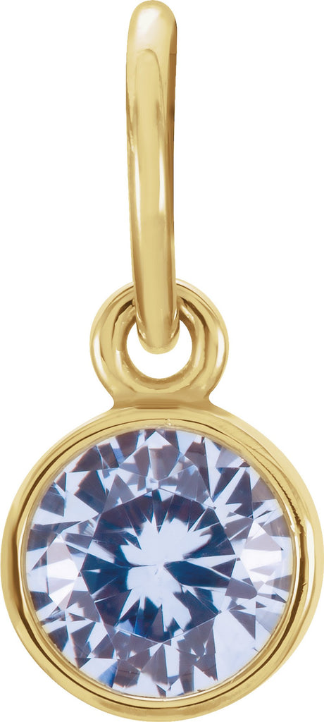 14K Yellow Posh Mommy® Imitation Aquamarine Charm