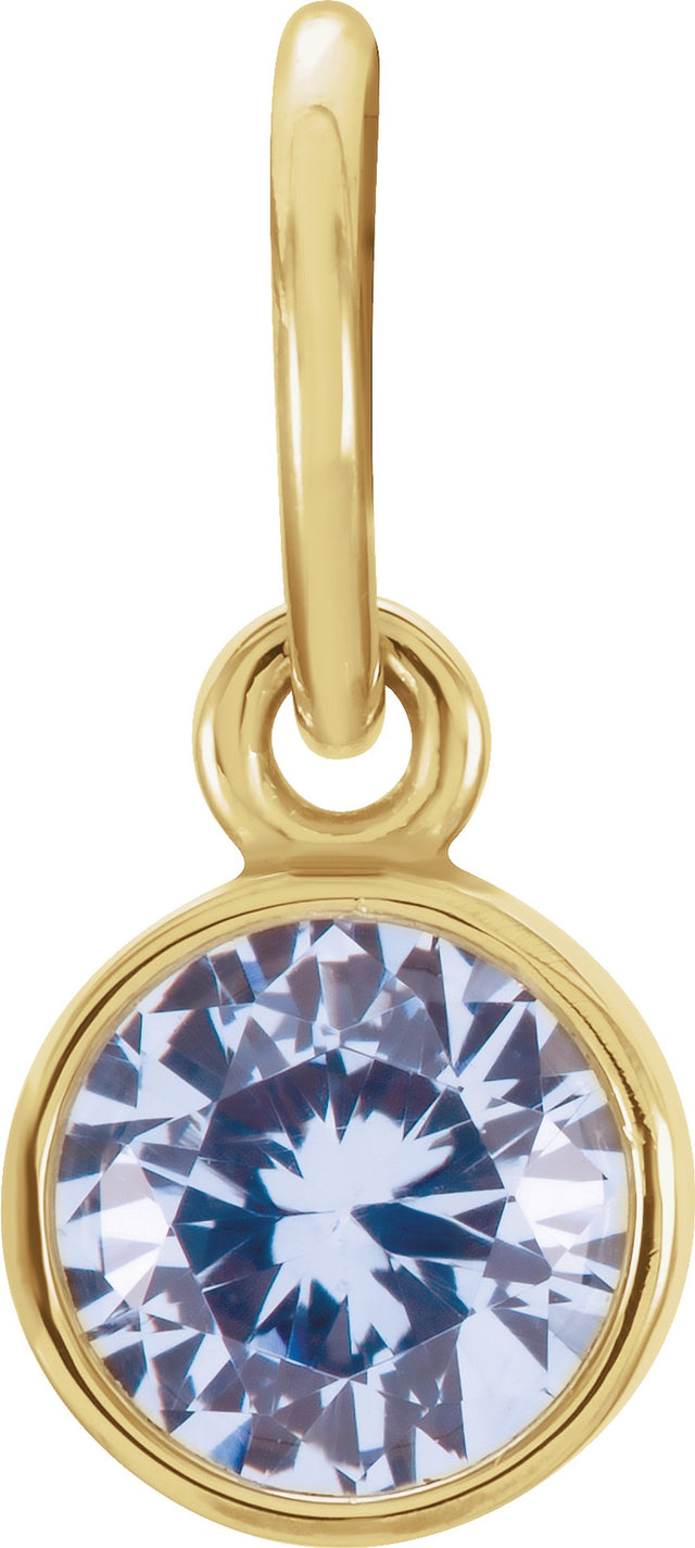 14K Yellow Posh Mommy® Imitation Aquamarine Charm/Pendant
