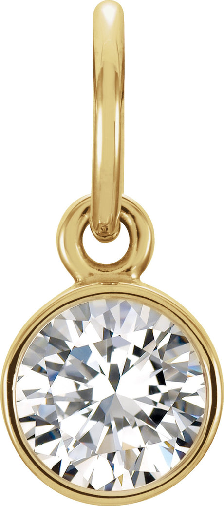 14K Yellow Gold Posh Mommy® Imitation Diamond Charm/Pendant
