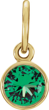 14K Yellow Posh Mommy® Imitation Emerald Charm