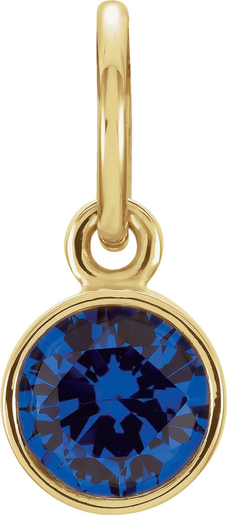 14K Yellow Gold Posh Mommy® Imitation Blue Sapphire Charm/Pendant