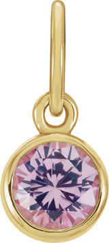 14K Yellow Posh Mommy® Imitation Pink Tourmaline Charm/Pendant