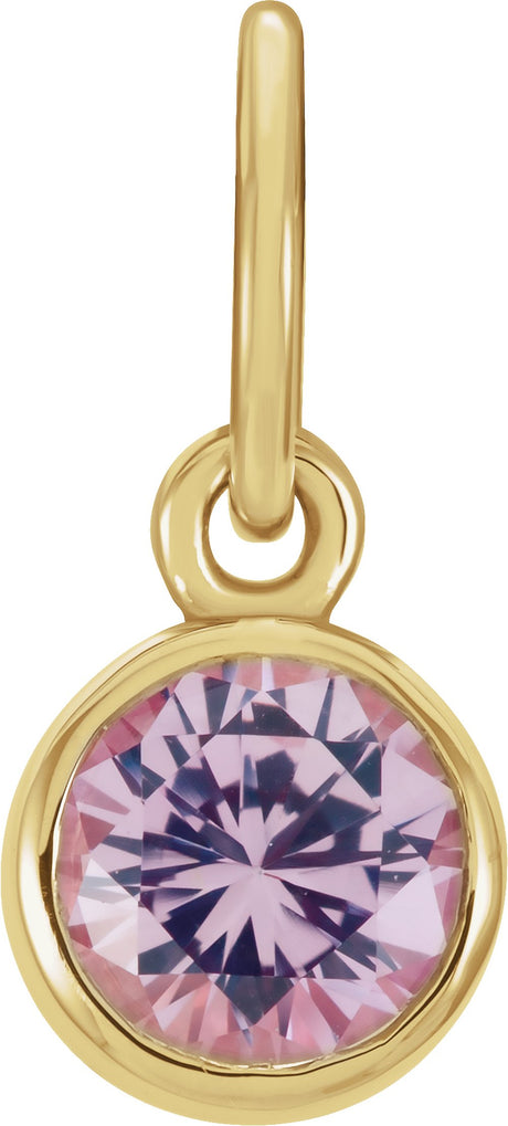 14K Yellow Posh Mommy® Imitation Pink Tourmaline Charm/Pendant