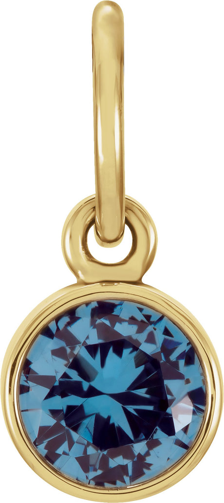 14K Yellow Posh Mommy® Imitation Blue Zircon Charm